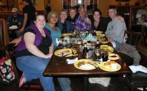Post SAFF dinner with Jacey Boggs (Insubordiknit) Otto and Joanne Strauch (Strauch Fiber Company) and friends